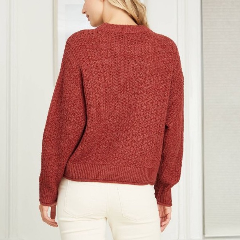 Rust Colored Crewneck Pullover Slouchy Sweater - Picture 2 of 2